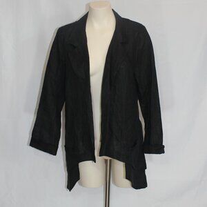 Etna Maar linen black Designer Brand open front Blazer  2 pockets  size Large